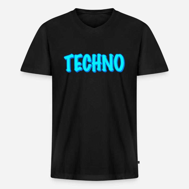 Techno - Männer Premium Bio T-Shirt mit V-Ausschnitt - Schwarz