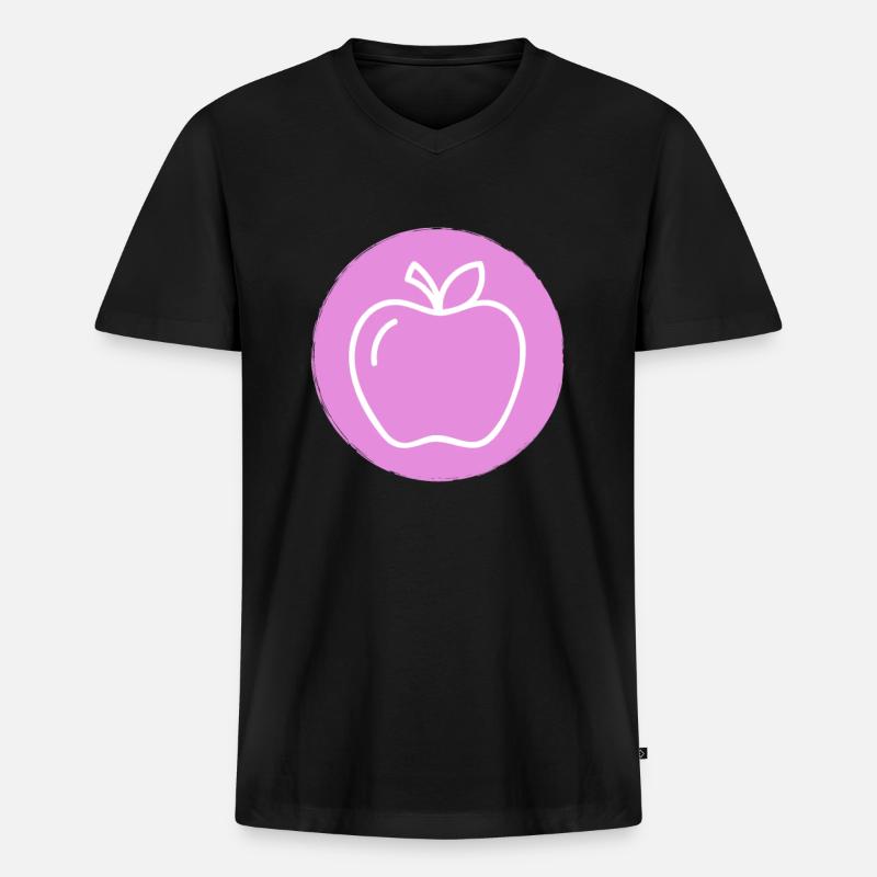 Apfel - Männer Premium Bio T-Shirt mit V-Ausschnitt - Schwarz