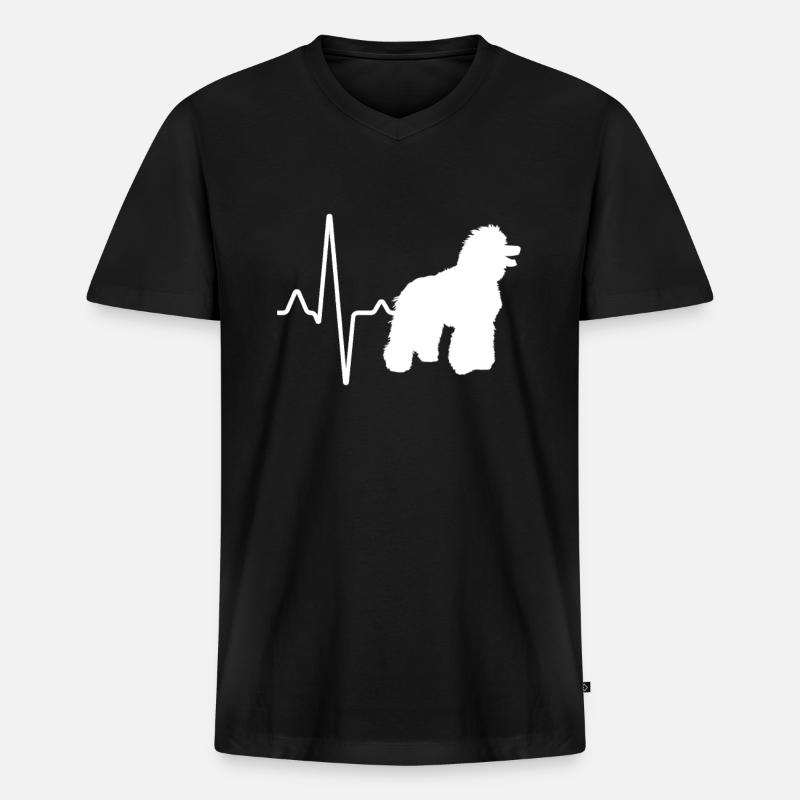 Pudel Herzschlag - Männer Premium Bio T-Shirt mit V-Ausschnitt - Schwarz