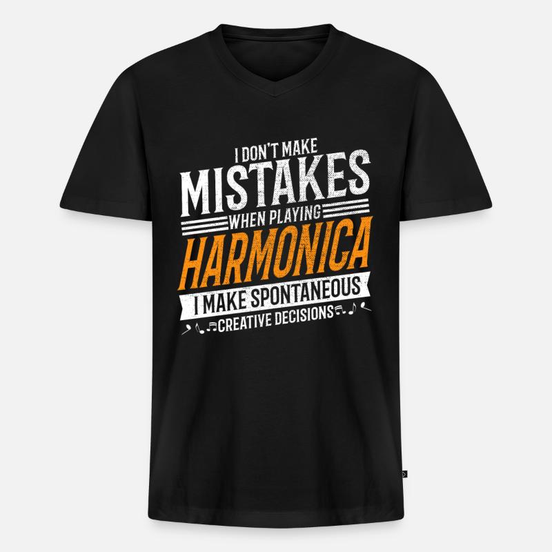 Harmonica Creative Harmonica Player - T-shirt encolure en V Premium bio Homme - noir