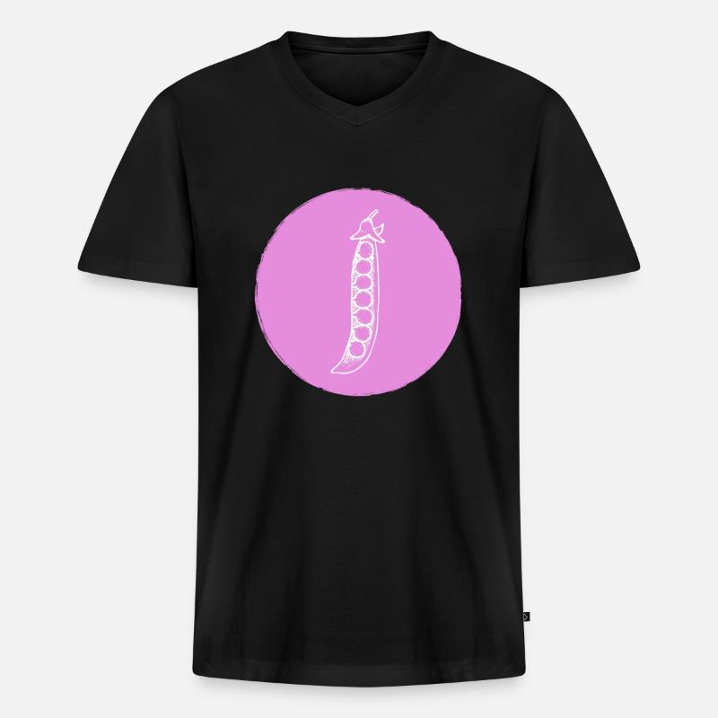 Erbsen - Männer Premium Bio T-Shirt mit V-Ausschnitt - Schwarz