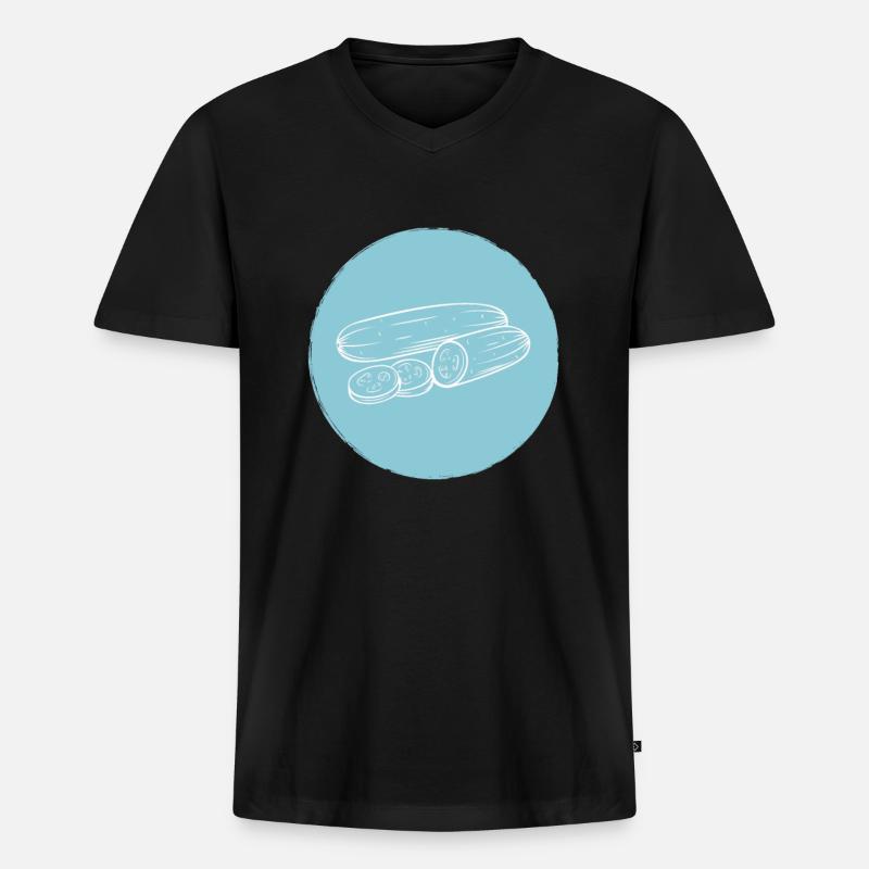 Gurke - Männer Premium Bio T-Shirt mit V-Ausschnitt - Schwarz