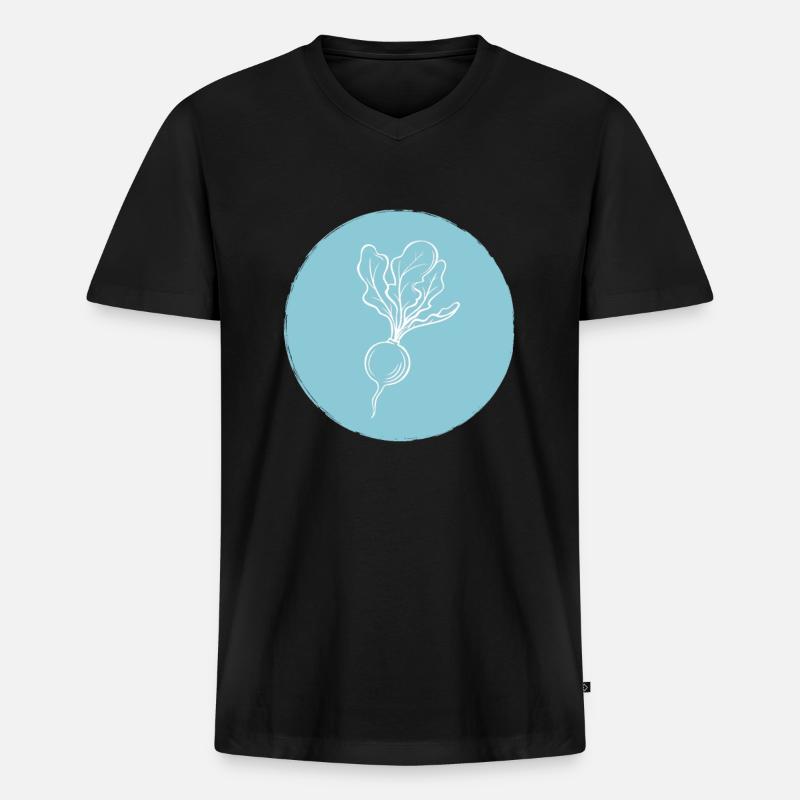 Radieschen - Männer Premium Bio T-Shirt mit V-Ausschnitt - Schwarz