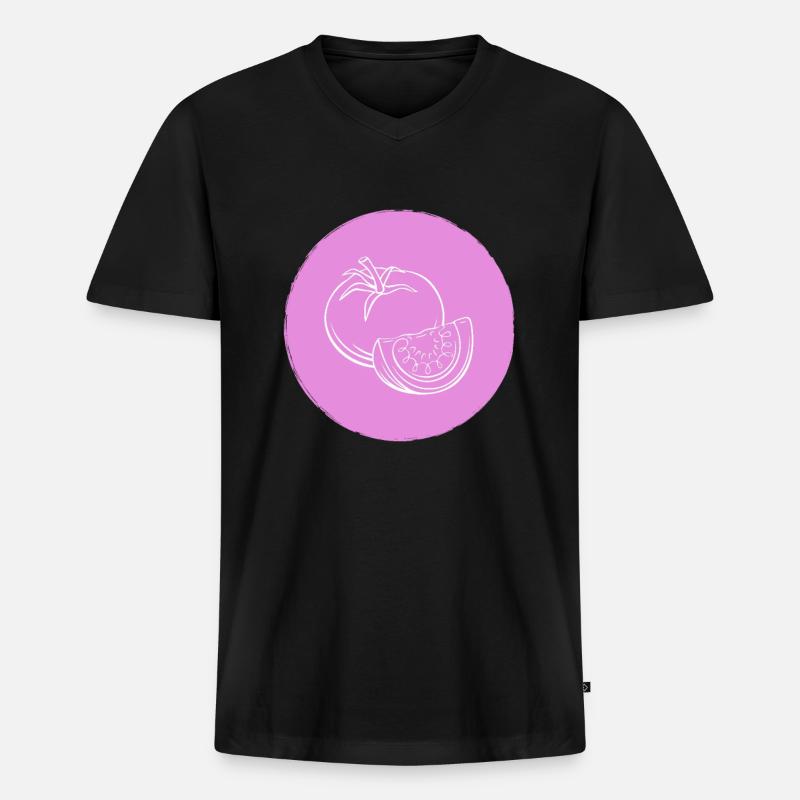 Tomate - Männer Premium Bio T-Shirt mit V-Ausschnitt - Schwarz