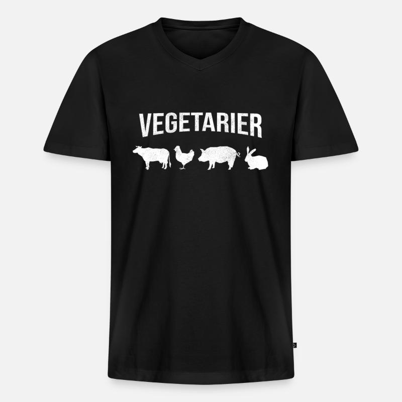 Vegetarier - Männer Premium Bio T-Shirt mit V-Ausschnitt - Schwarz