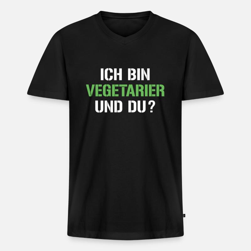Vegetarier Spruch - Männer Premium Bio T-Shirt mit V-Ausschnitt - Schwarz