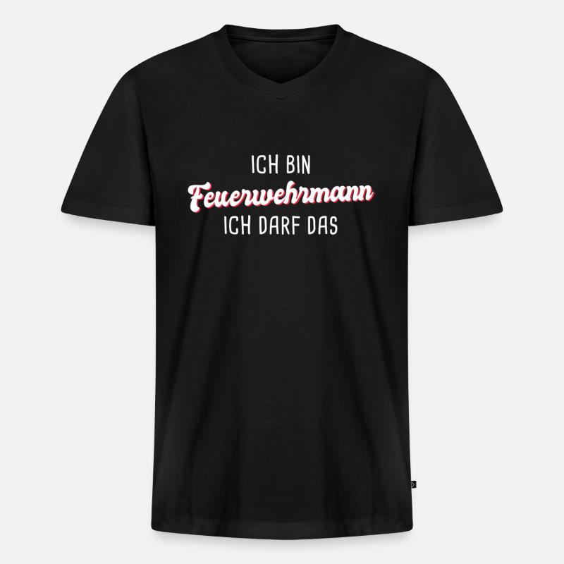 Feuerwehrmann - Männer Premium Bio T-Shirt mit V-Ausschnitt - Schwarz