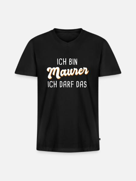 Maurer - Männer Premium Bio T-Shirt mit V-Ausschnitt - Schwarz