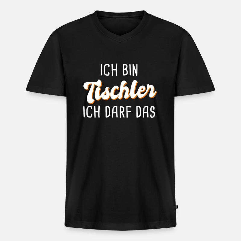 Tischler - Männer Premium Bio T-Shirt mit V-Ausschnitt - Schwarz
