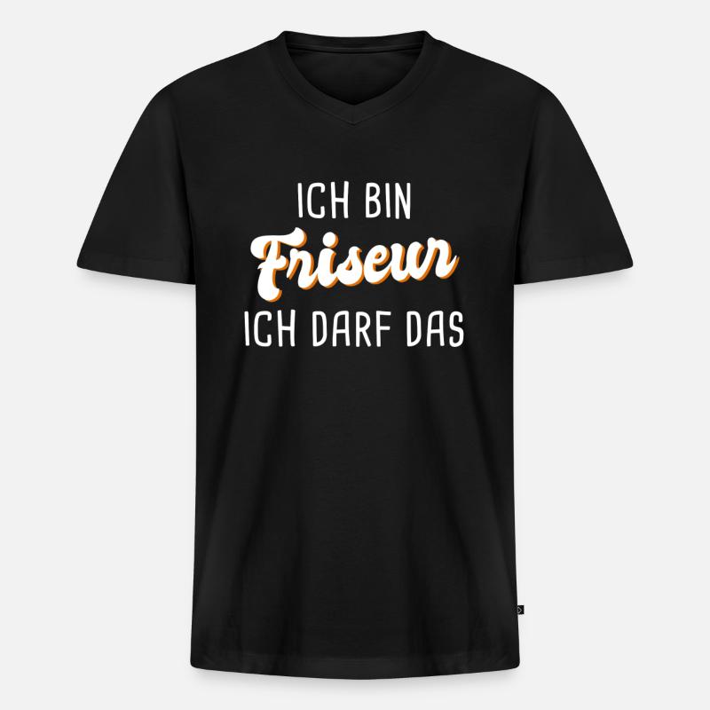 Friseur - Männer Premium Bio T-Shirt mit V-Ausschnitt - Schwarz