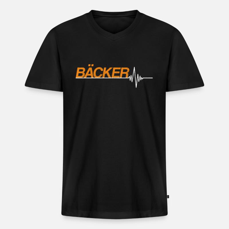 Bäcker - Männer Premium Bio T-Shirt mit V-Ausschnitt - Schwarz