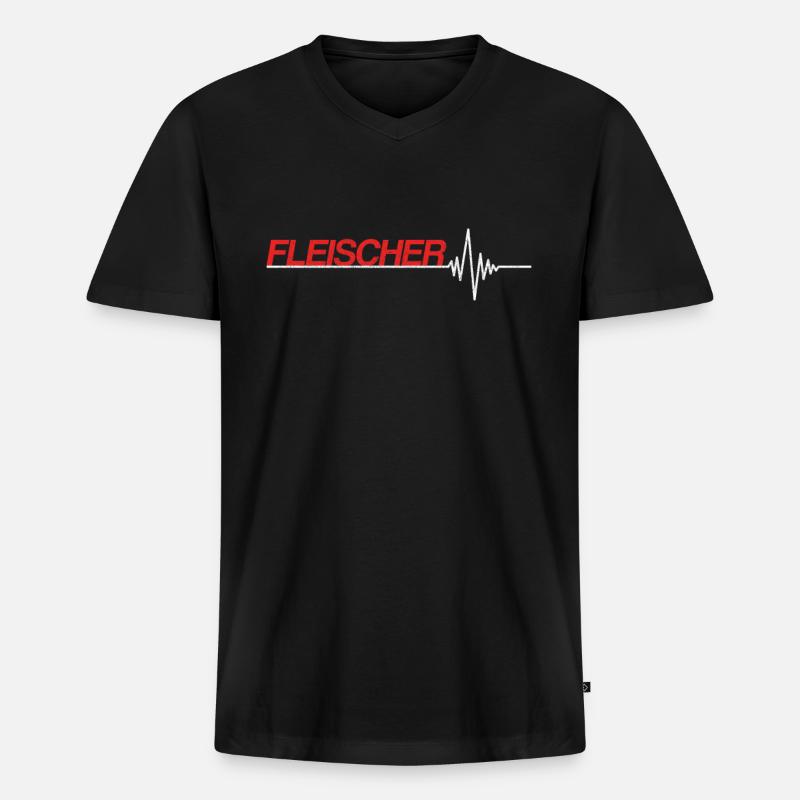 Fleischer - Männer Premium Bio T-Shirt mit V-Ausschnitt - Schwarz
