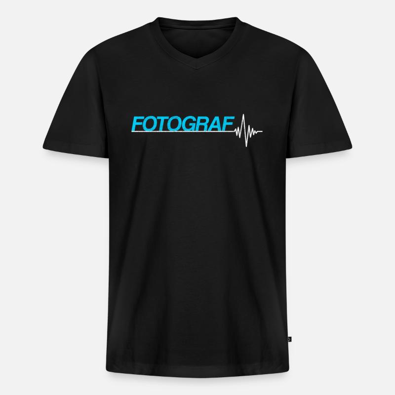 Fotograf - Männer Premium Bio T-Shirt mit V-Ausschnitt - Schwarz