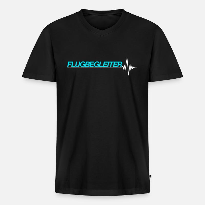 Flugbegleiter - Männer Premium Bio T-Shirt mit V-Ausschnitt - Schwarz