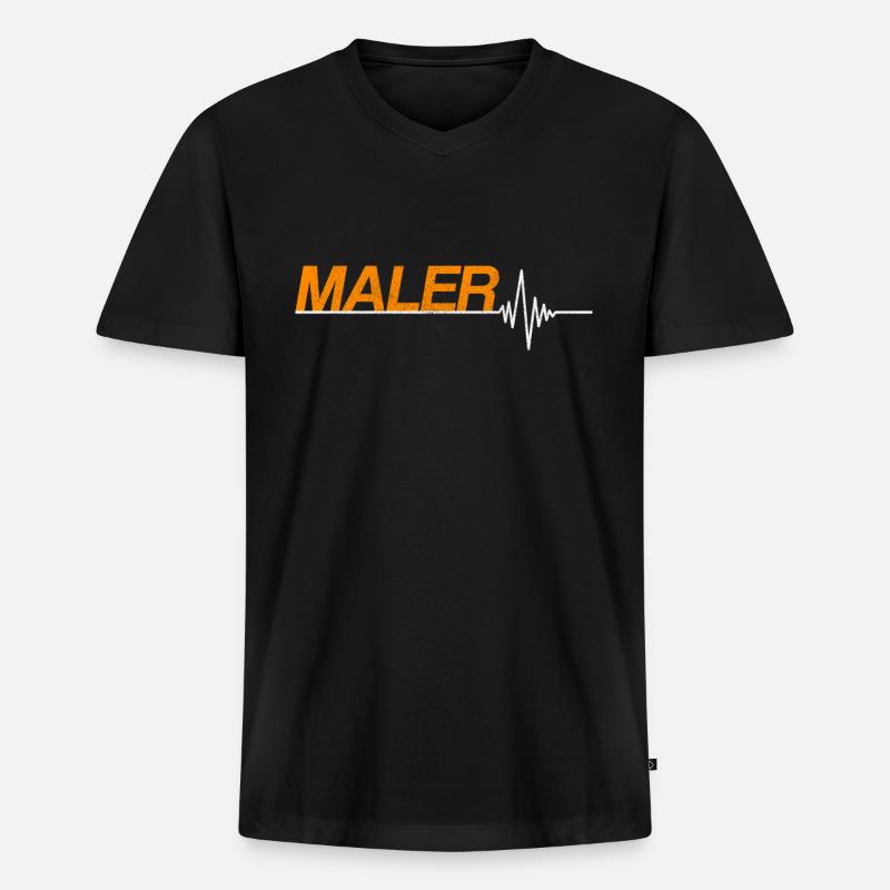 Maler - Männer Premium Bio T-Shirt mit V-Ausschnitt - Schwarz