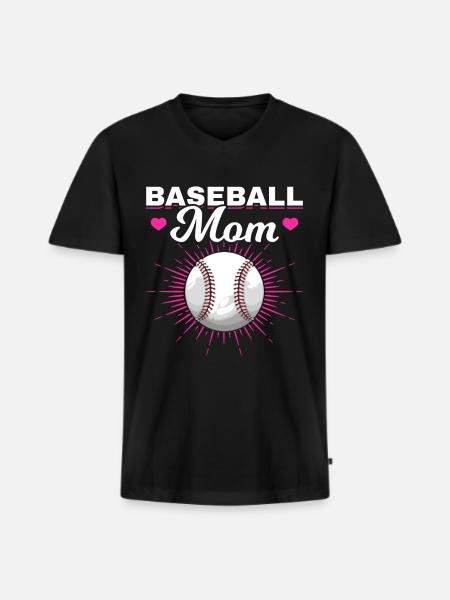 Baseball Mère Femmes Baseball Maman - T-shirt encolure en V Premium bio Homme - noir