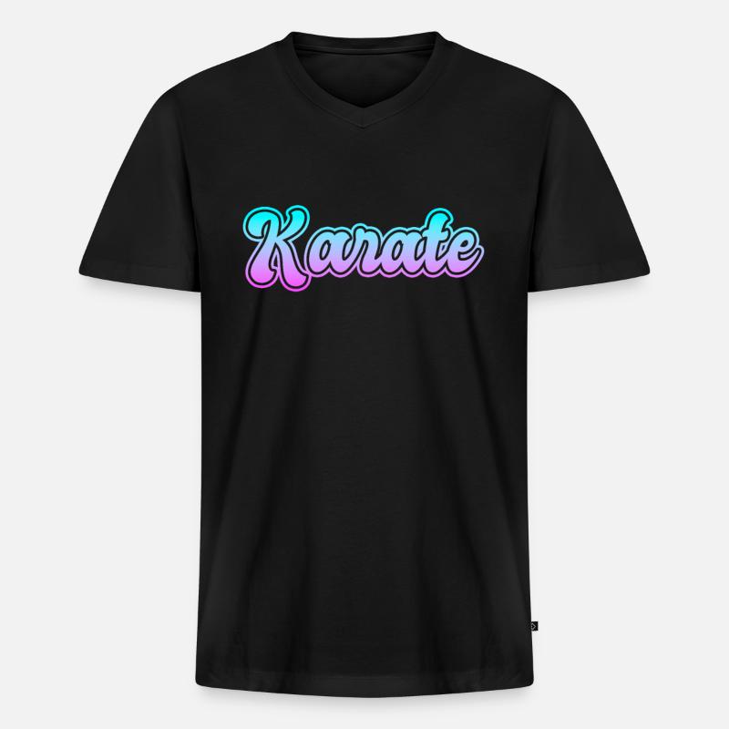 Karate - Männer Premium Bio T-Shirt mit V-Ausschnitt - Schwarz
