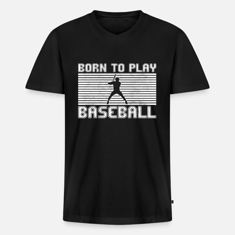 Baseball - Männer Premium Bio T-Shirt mit V-Ausschnitt - Schwarz