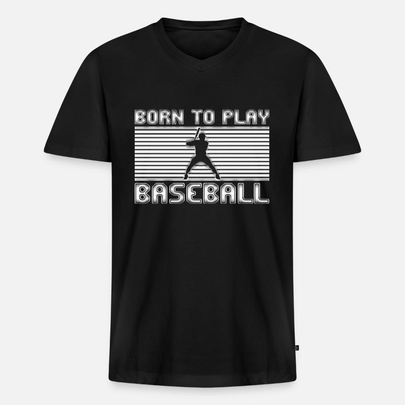 Baseball - Männer Premium Bio T-Shirt mit V-Ausschnitt - Schwarz