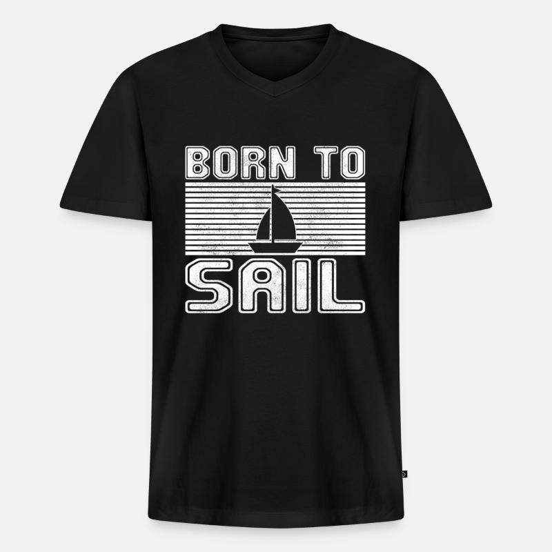 Segeln - Männer Premium Bio T-Shirt mit V-Ausschnitt - Schwarz