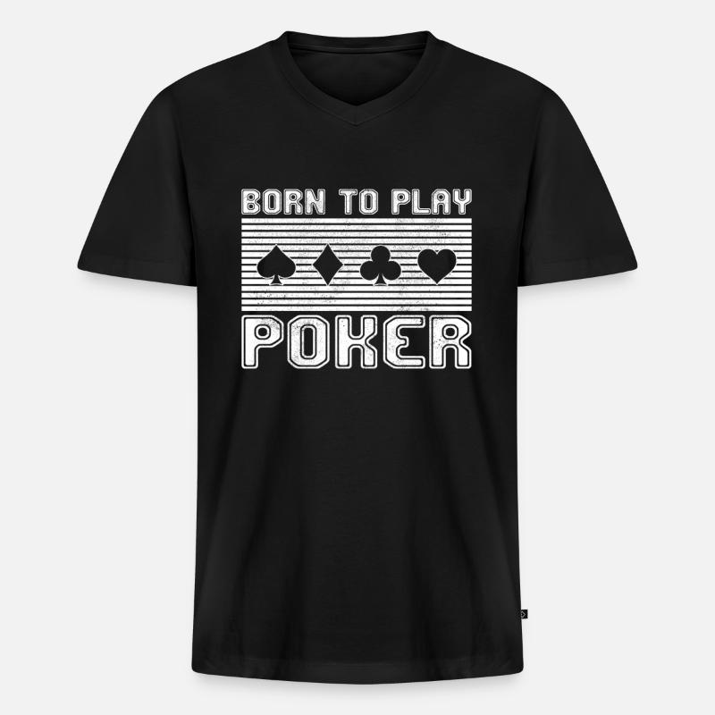 Poker - Männer Premium Bio T-Shirt mit V-Ausschnitt - Schwarz