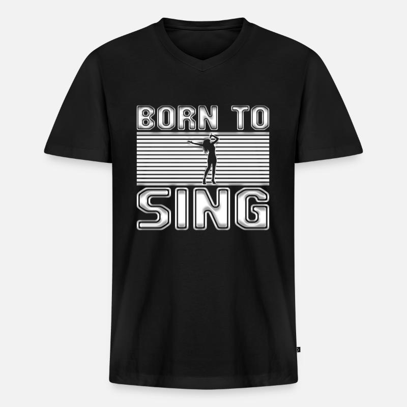 Singen - Männer Premium Bio T-Shirt mit V-Ausschnitt - Schwarz