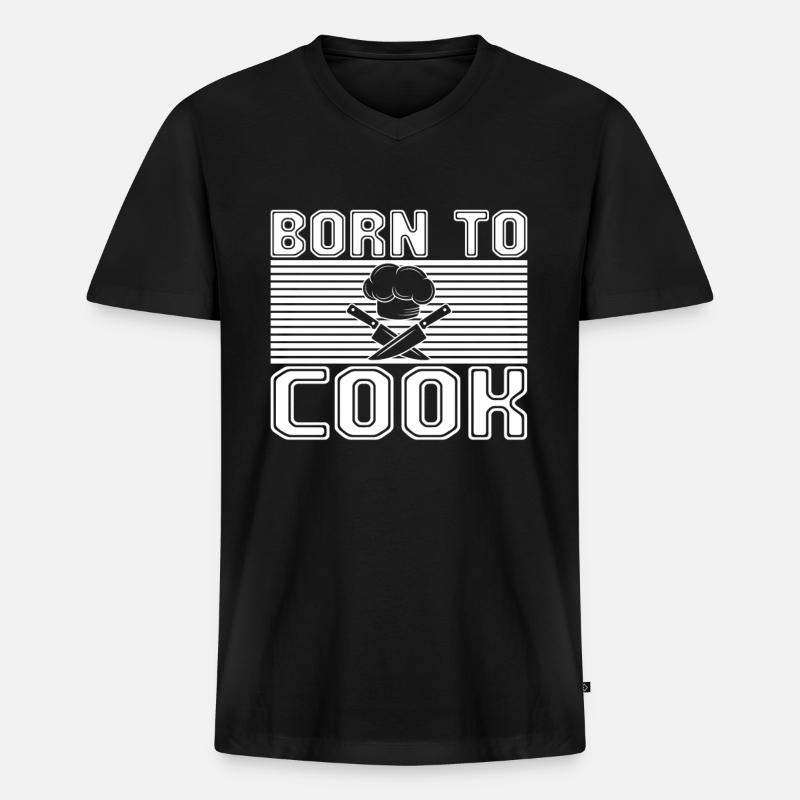 Kochen - Männer Premium Bio T-Shirt mit V-Ausschnitt - Schwarz
