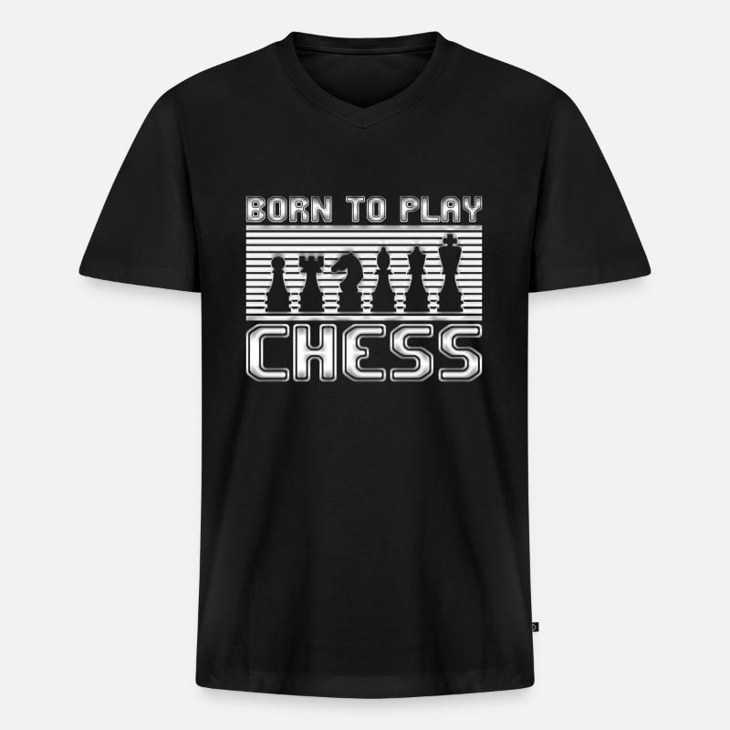 Schach - Männer Premium Bio T-Shirt mit V-Ausschnitt - Schwarz