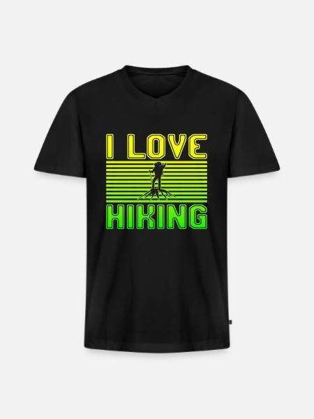 I love hiking - Men's Premium Organic T-shirt with V-neck - black
