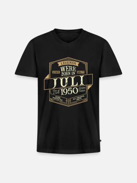 July 1950 Birthday Man - Men's Premium Organic T-shirt with V-neck - black