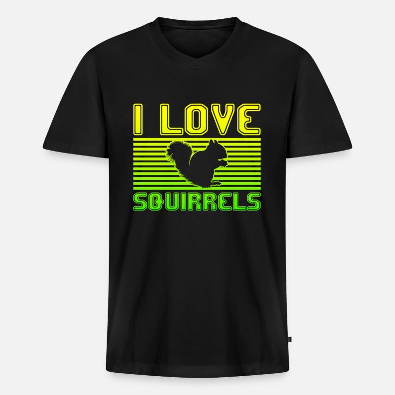 I love squirrels - Männer Premium Bio T-Shirt mit V-Ausschnitt - Schwarz