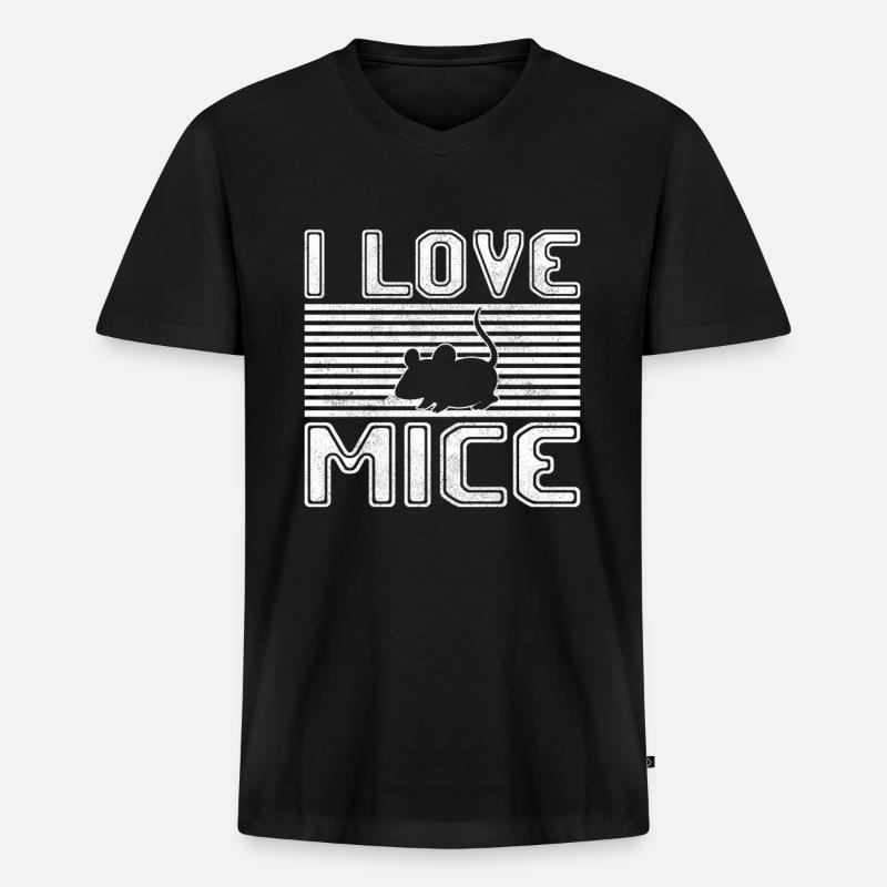 ich liebe mäuse - Männer Premium Bio T-Shirt mit V-Ausschnitt - Schwarz