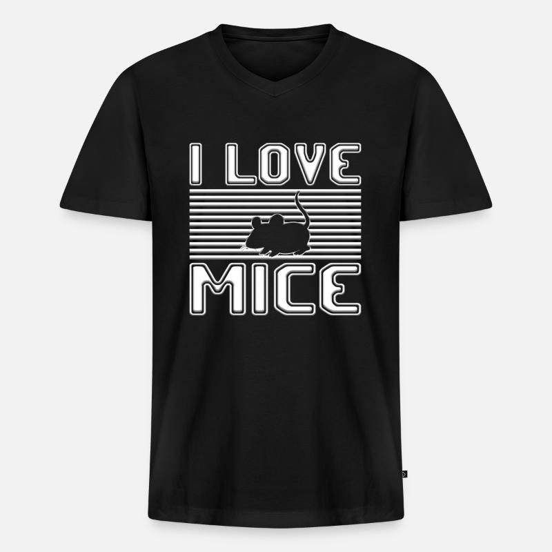 ich liebe mäuse - Männer Premium Bio T-Shirt mit V-Ausschnitt - Schwarz