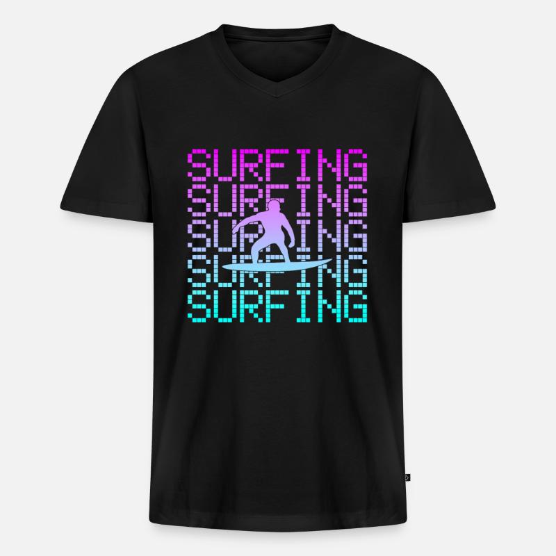 surfen - Männer Premium Bio T-Shirt mit V-Ausschnitt - Schwarz