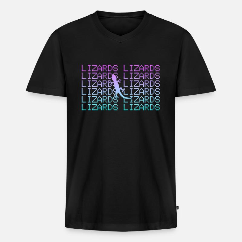 Eidechse - Männer Premium Bio T-Shirt mit V-Ausschnitt - Schwarz
