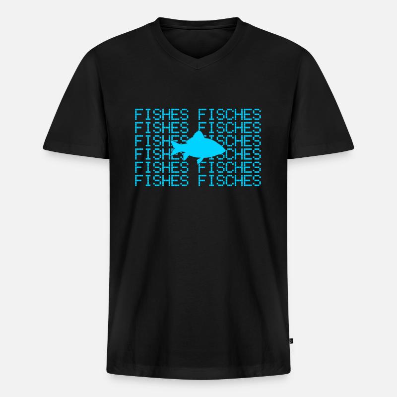 Fische - Männer Premium Bio T-Shirt mit V-Ausschnitt - Schwarz