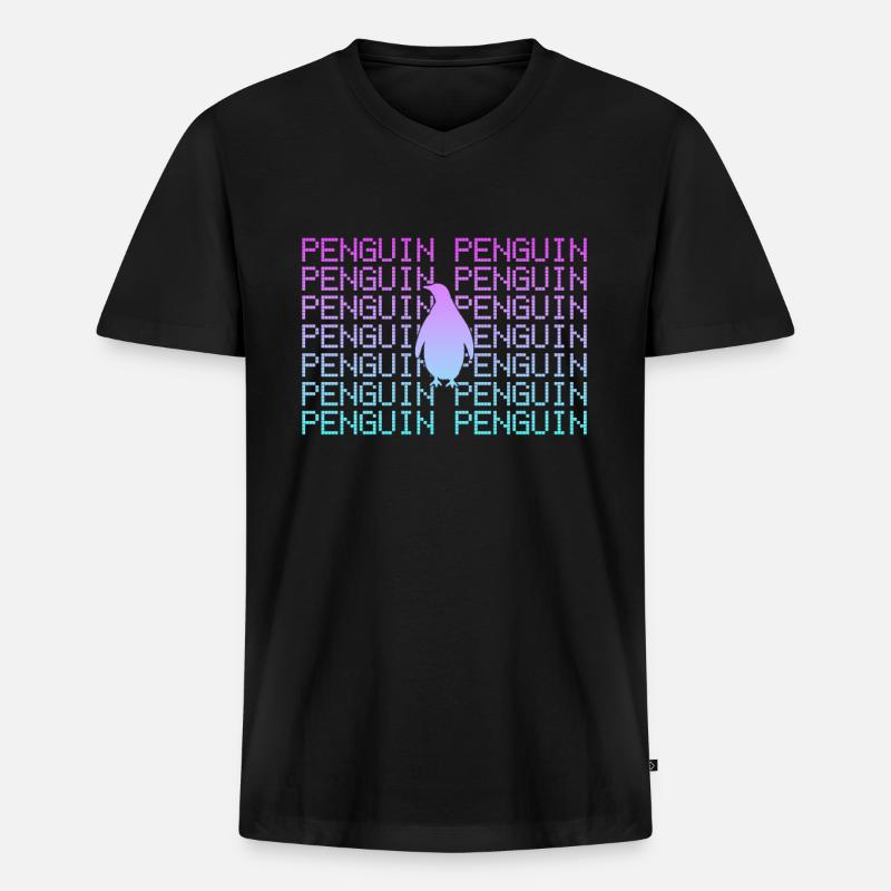 Pinguin - Männer Premium Bio T-Shirt mit V-Ausschnitt - Schwarz
