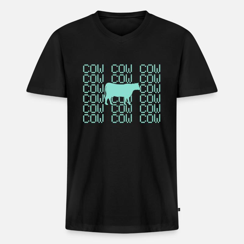 Kuh - Männer Premium Bio T-Shirt mit V-Ausschnitt - Schwarz