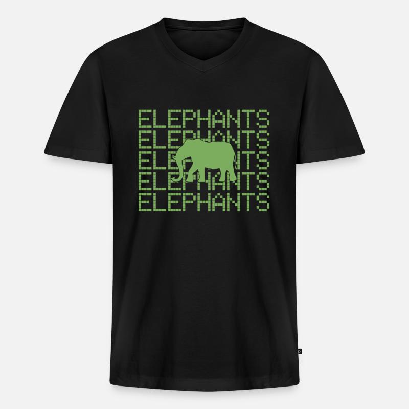 Elefant - Männer Premium Bio T-Shirt mit V-Ausschnitt - Schwarz