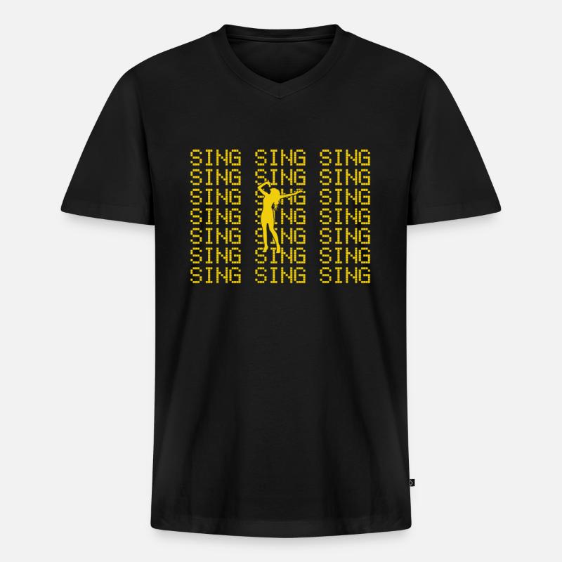 Singen - Männer Premium Bio T-Shirt mit V-Ausschnitt - Schwarz