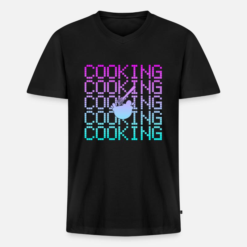 Kochen - Männer Premium Bio T-Shirt mit V-Ausschnitt - Schwarz