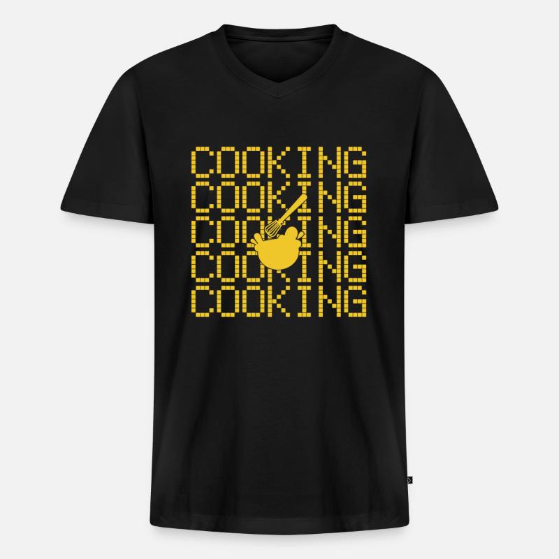 Kochen - Männer Premium Bio T-Shirt mit V-Ausschnitt - Schwarz