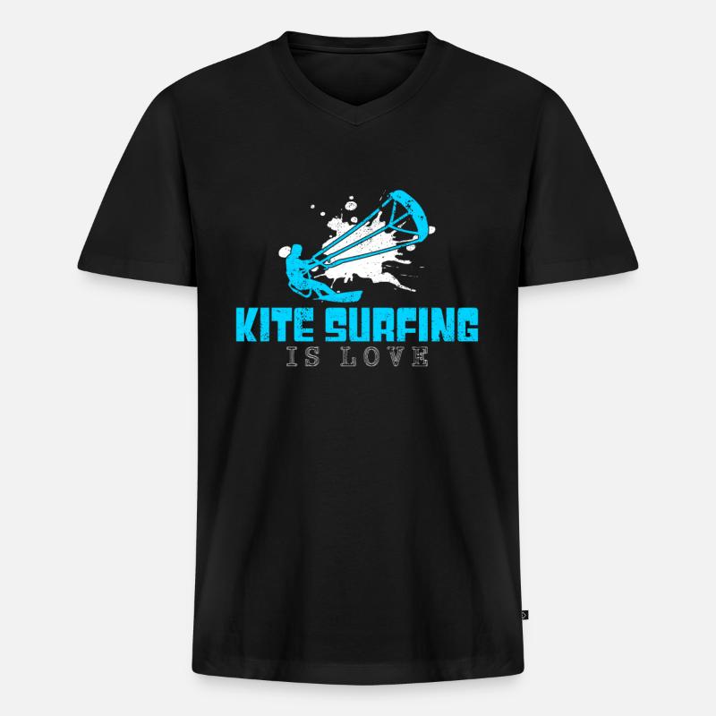 kite surfen Spruch - Männer Premium Bio T-Shirt mit V-Ausschnitt - Schwarz