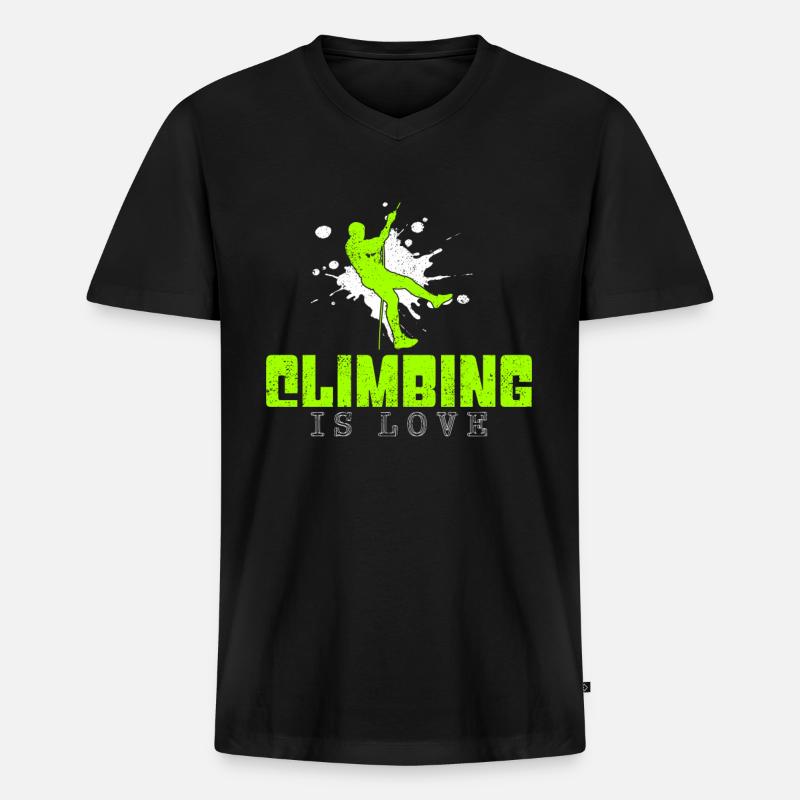 Klettern Spruch - Männer Premium Bio T-Shirt mit V-Ausschnitt - Schwarz