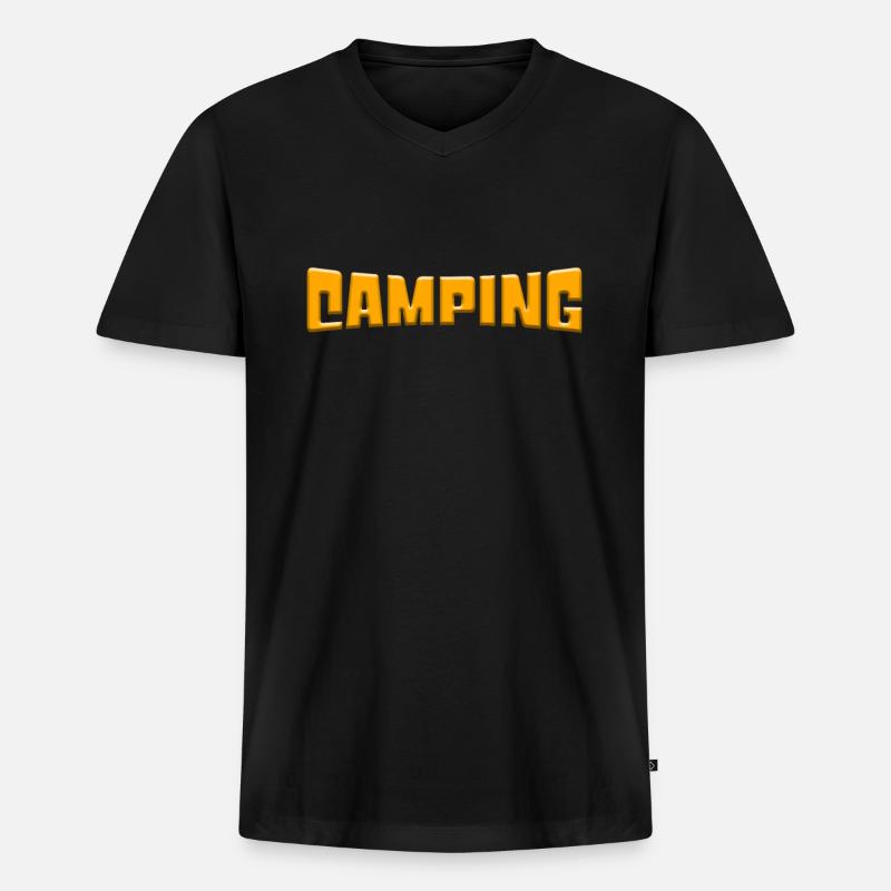 Camping - Männer Premium Bio T-Shirt mit V-Ausschnitt - Schwarz