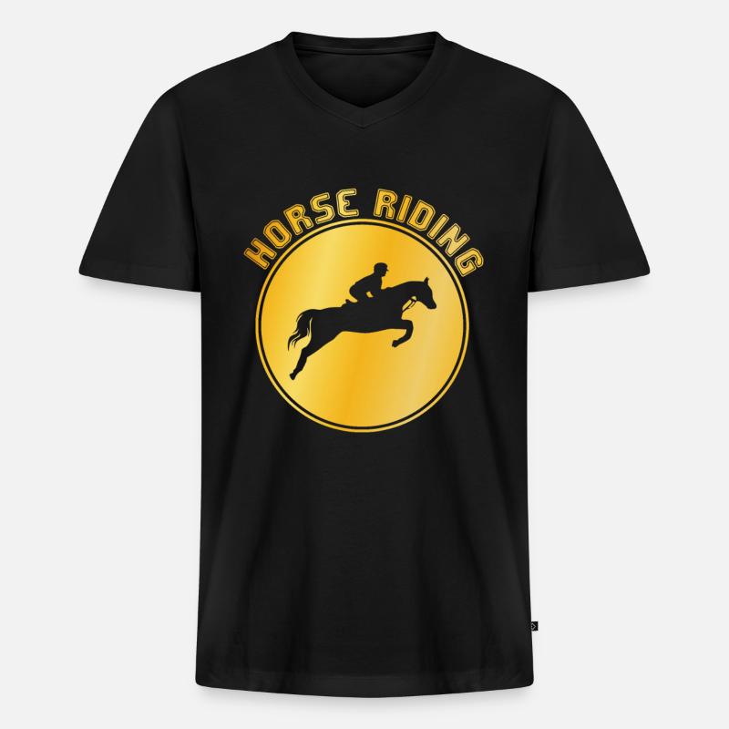 Pferde Reiten - Männer Premium Bio T-Shirt mit V-Ausschnitt - Schwarz