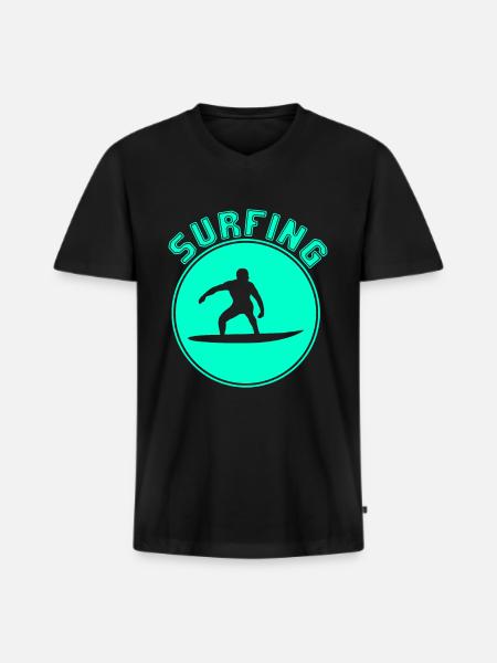 Surf - T-shirt encolure en V Premium bio Homme - noir