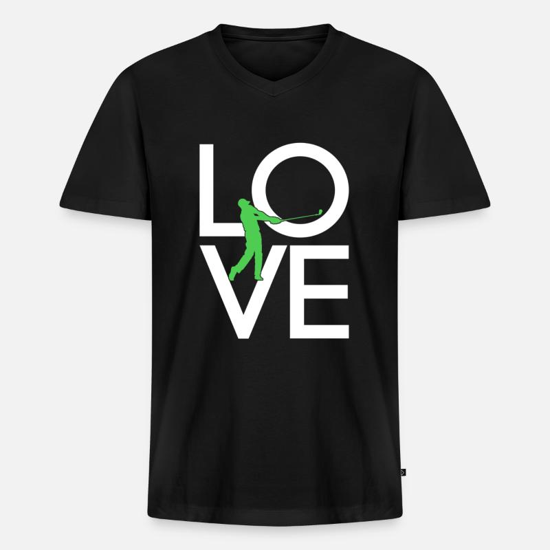 Golf - Männer Premium Bio T-Shirt mit V-Ausschnitt - Schwarz