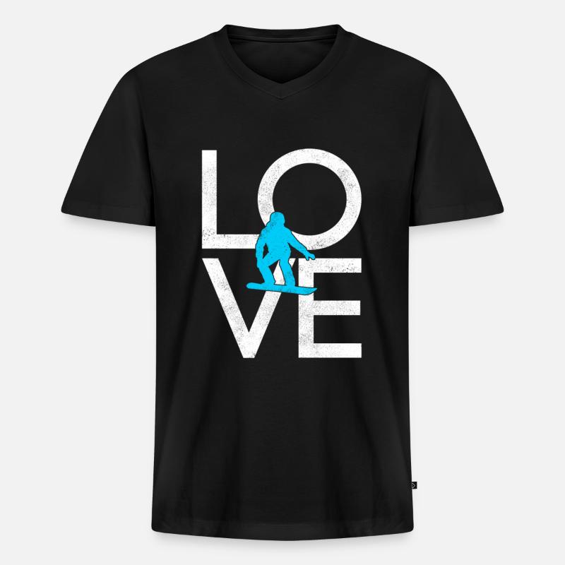 Snowboarden - Männer Premium Bio T-Shirt mit V-Ausschnitt - Schwarz