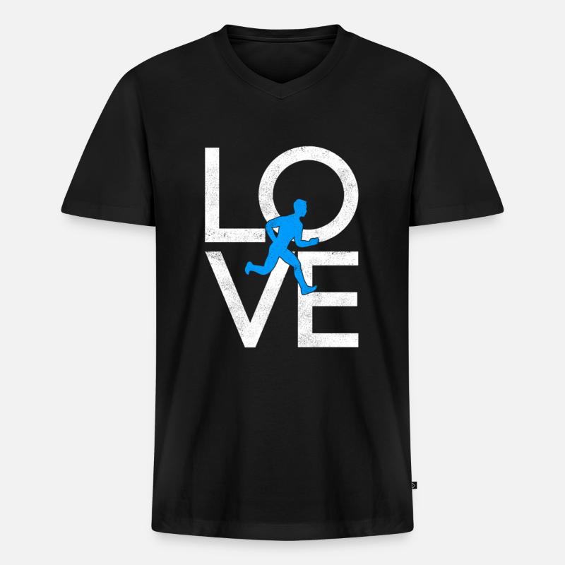 Joggen - Männer Premium Bio T-Shirt mit V-Ausschnitt - Schwarz